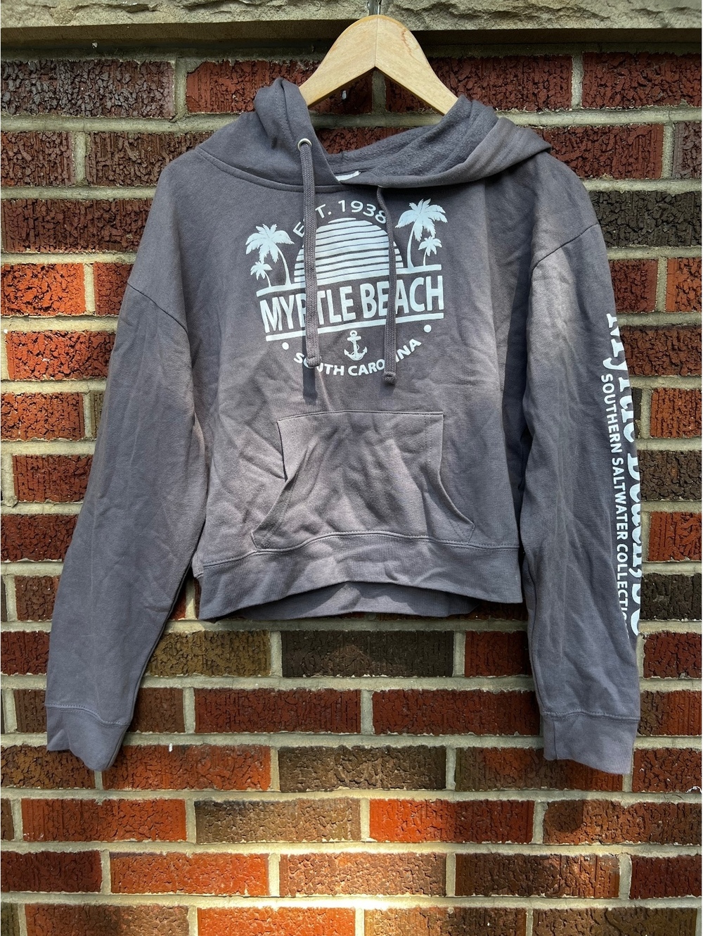 Exist Myrtle Beach Gray and White Pullover Sweatshirt Hoodie